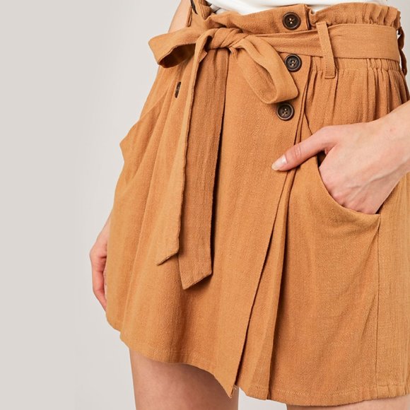 Mustard Seed Pants - Sailor Waist Tie Linen Skort